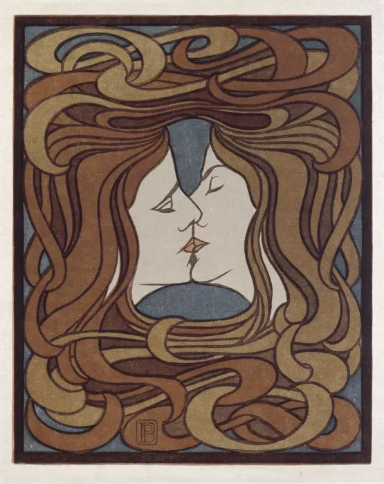 Framed Print : The Kiss. Artist: Behrens, Peter (1868-1940) Framed Print : The Kiss. Artist: Behrens, Peter (1868-1940)