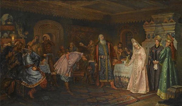 The Kiss Ceremony. Boyar Morozov, his Wife Yelena and Prince Serebrenni. Artist: Buchholz, Fyodor Fyodorovich (1857-1942)