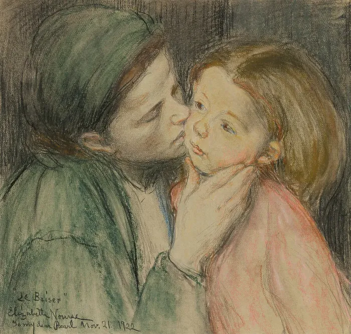 Framed Print : The Kiss (Le Baiser), c1906 / 1922. Creator: Elizabeth Nourse Framed Print : The Kiss (Le Baiser), c1906 / 1922. Creator: Elizabeth Nourse