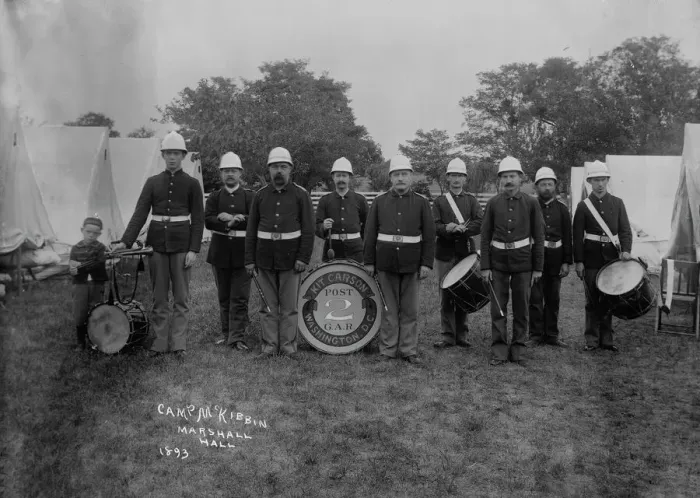 Framed Print : Kit Carsons band, Camp McKibbin, [Maryland?], 1893. Creator: Unknown