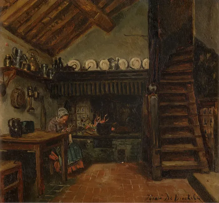 Framed Print : Kitchen, 1865-1870. Creator: Henri Jean Augustin de Braekeleer Framed Print : Kitchen, 1865-1870. Creator: Henri Jean Augustin de Braekeleer