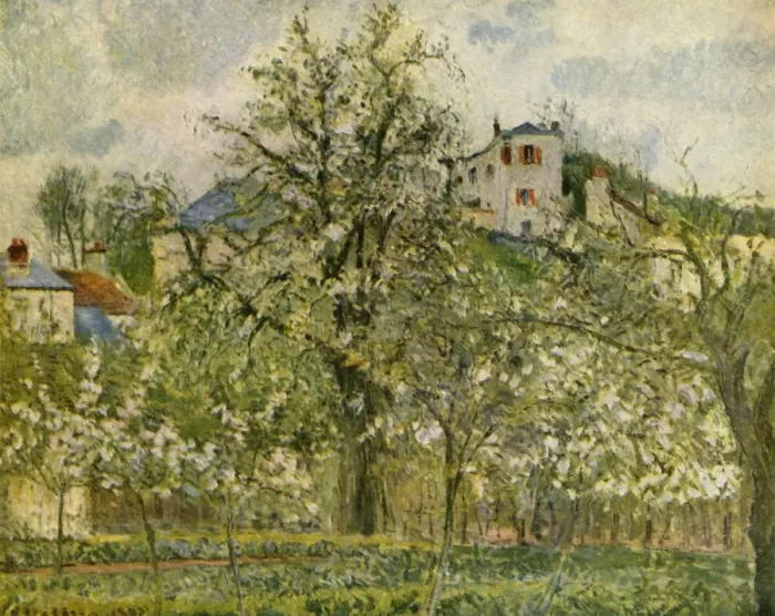 Framed Print : Kitchen-Garden with Flowering Fruit-Trees, 1877, (1939). Creator: Camille Pissarro Framed Print : Kitchen-Garden with Flowering Fruit-Trees, 1877, (1939). Creator: Camille Pissarro