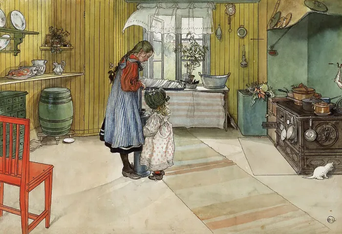 Framed Print : The Kitchen. From A Home (26 watercolours). Creator: Carl Larsson Framed Print : The Kitchen. From A Home (26 watercolours). Creator: Carl Larsson