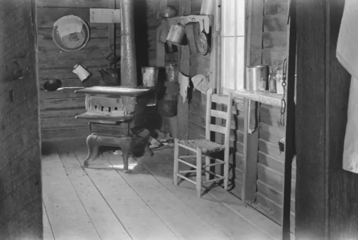 Framed Print : Kitchen in house of Floyd Burroughs... near Moundville, Hale County, Alabama, 1936. Creator: Walker Evans Framed Print : Kitchen in house of Floyd Burroughs... near Moundville, Hale County, Alabama, 1936. Creator: Walker Evans