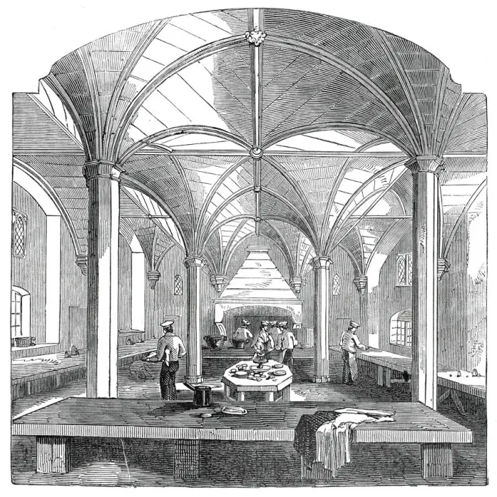 Framed Print : The kitchen of Lincolns Inn New Buildings, 1845. Creator: Unknown Framed Print : The kitchen of Lincolns Inn New Buildings, 1845. Creator: Unknown