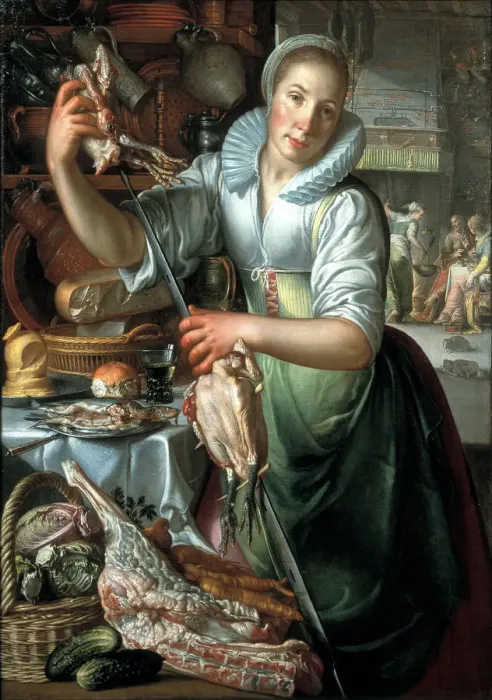 Framed Print : The kitchen maid, ca 1620-1625. Artist: Wtewael, Joachim (1566-1638) Framed Print : The kitchen maid, ca 1620-1625. Artist: Wtewael, Joachim (1566-1638)
