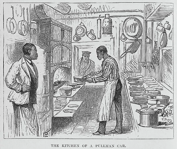 The kitchen of a Pullman car, 1882. Creator: Unknown