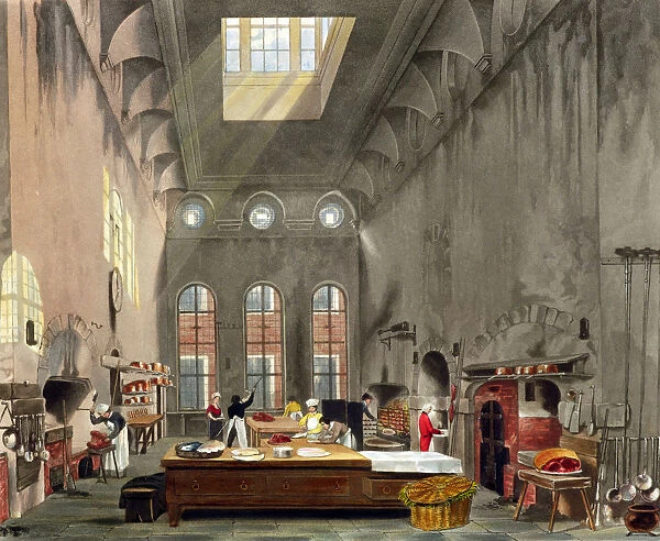 Kitchen, St Jamess Palace, London, 1819. Artist: William James Bennett