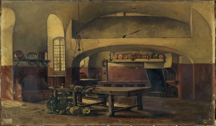 Framed Print : The kitchens of the Château de Maisons-sur-Seine, c1881 — 1891. Creator: Rene Maurice Fath Framed Print : The kitchens of the Château de Maisons-sur-Seine, c1881 — 1891. Creator: Rene Maurice Fath