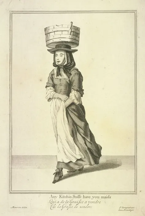 Framed Print : Any Kitchin Stuffe have you maids, Cries of London, (c1688?). Artist: Pierce Tempest Framed Print : Any Kitchin Stuffe have you maids, Cries of London, (c1688?). Artist: Pierce Tempest