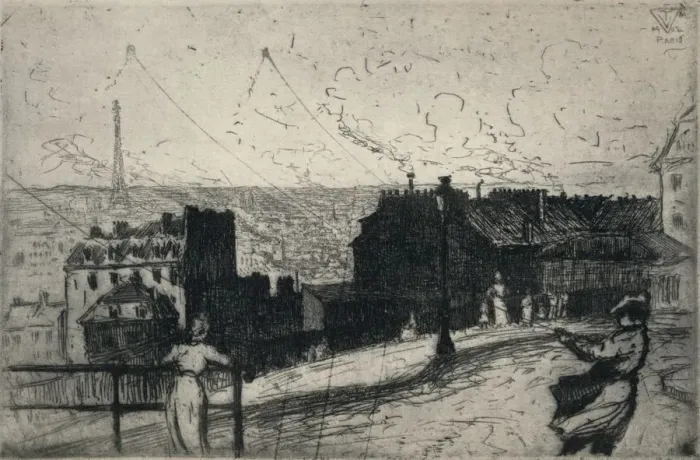 Framed Print : Kite-Flyers, Montmartre, 1915. Artist: Vaughan Trowbridge Framed Print : Kite-Flyers, Montmartre, 1915. Artist: Vaughan Trowbridge