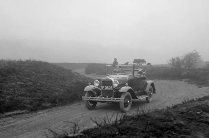 Framed Print : Kitty Brunell driving a 1930 2-seater Ford Model A, 1931. Artist: Bill Brunell Framed Print : Kitty Brunell driving a 1930 2-seater Ford Model A, 1931. Artist: Bill Brunell
