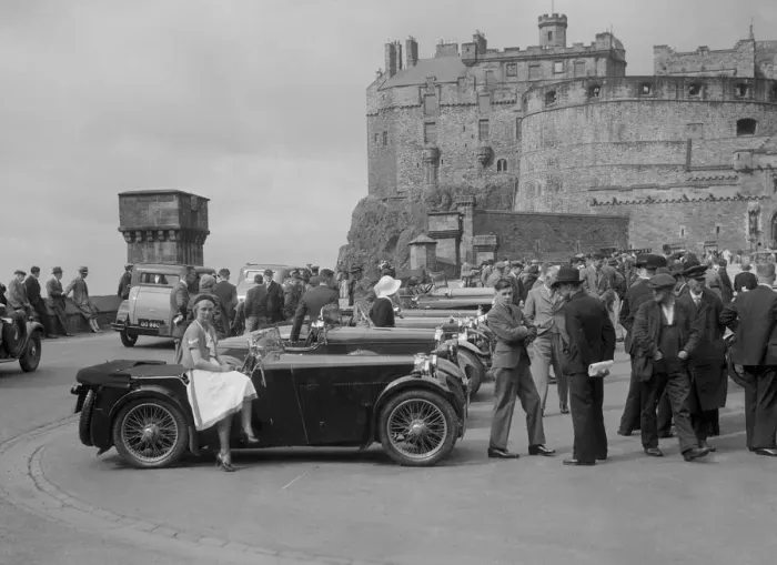 Framed Print : Kitty Brunell and her MG Magna on Castle Esplanade, Edinburgh, RSAC Scottish Rally, 1932 Framed Print : Kitty Brunell and her MG Magna on Castle Esplanade, Edinburgh, RSAC Scottish Rally, 1932