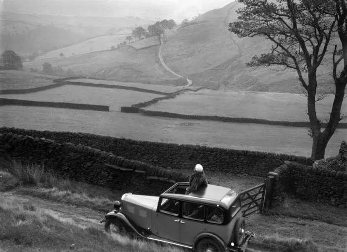 Framed Print : Kitty Brunell road testing a Standard Little Twelve saloon, c1932. Artist: Bill Brunell Framed Print : Kitty Brunell road testing a Standard Little Twelve saloon, c1932. Artist: Bill Brunell