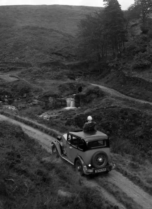 Framed Print : Kitty Brunell road testing a Standard Little Twelve saloon, c1932. Artist: Bill Brunell Framed Print : Kitty Brunell road testing a Standard Little Twelve saloon, c1932. Artist: Bill Brunell