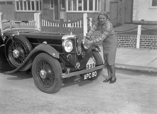 Kitty Brunell and her winning AC 4-seater tourer, RAC Rally, March 1933. Artist: Bill Brunell