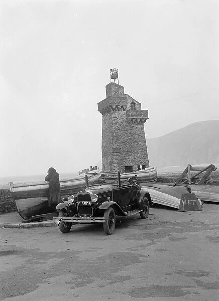 Kitty Brunells 1930 Ford Model A 2-seater, Lynmouth harbour, Devon, 1931. Artist: Bill Brunell