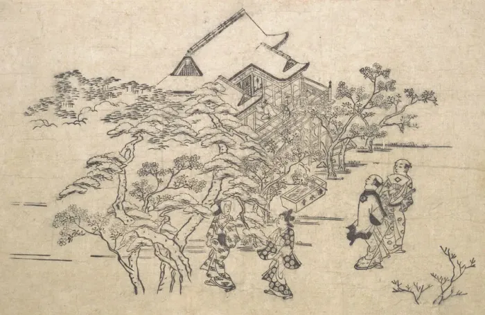 Framed Print : Kiyomidzu Temple in Kyoto. Creator: Hishikawa Moronobu Framed Print : Kiyomidzu Temple in Kyoto. Creator: Hishikawa Moronobu