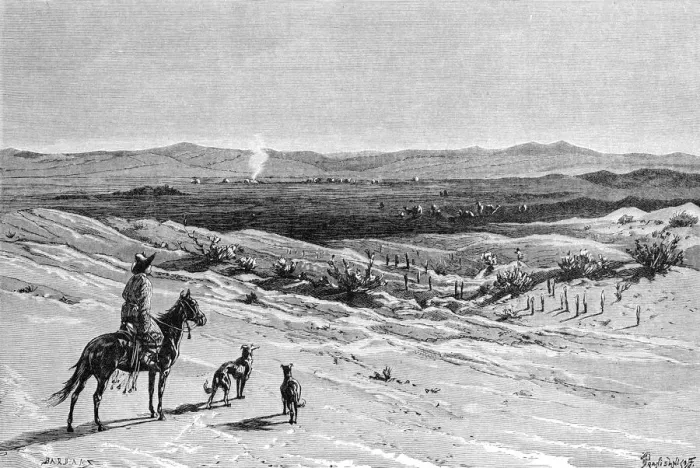 Framed Print : The Kizil-Kum Desert, Dussibal Wells, Asia, 1895 Framed Print : The Kizil-Kum Desert, Dussibal Wells, Asia, 1895