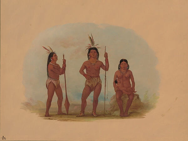 Klahoquaht Chief, His Wife, and Son, 1855 / 1869. Creator: George Catlin