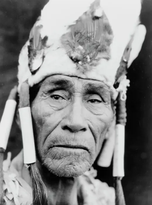 Framed Print : A Klamath head-dress, c1923. Creator: Edward Sheriff Curtis
