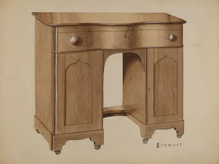 Framed Print : Knee-hole Desk, c. 1937. Creator: Robert Stewart Framed Print : Knee-hole Desk, c. 1937. Creator: Robert Stewart