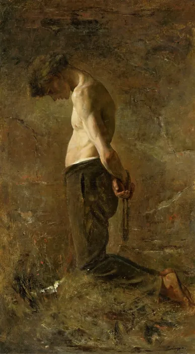 Framed Print : Kneeling Convict, 1878-1880. Creator: Ladislav Mednyanszky Framed Print : Kneeling Convict, 1878-1880. Creator: Ladislav Mednyanszky