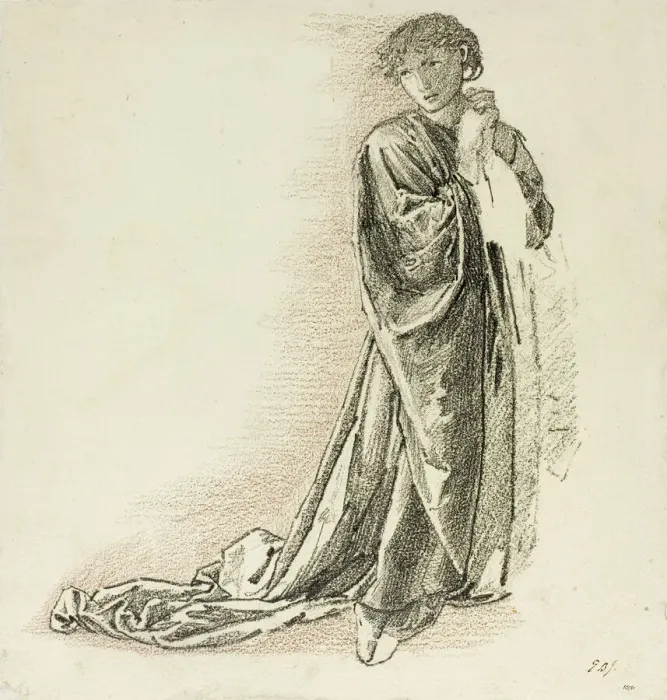 Framed Print : Kneeling Draped Figure, c. 1865-70. Creator: Sir Edward Coley Burne-Jones Framed Print : Kneeling Draped Figure, c. 1865-70. Creator: Sir Edward Coley Burne-Jones