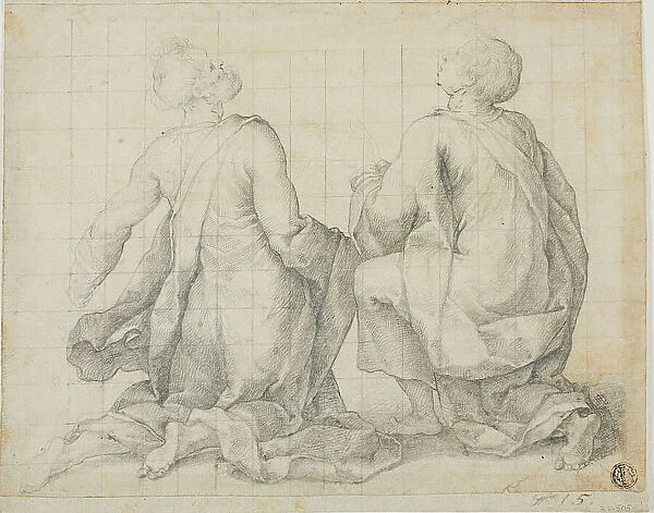 Two Kneeling Male Saints, n.d. Creator: Unknown