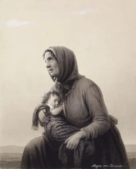 Framed Print : Kneeling Peasant Woman, mid 19th century. Creator: Johann Georg Meyer Framed Print : Kneeling Peasant Woman, mid 19th century. Creator: Johann Georg Meyer