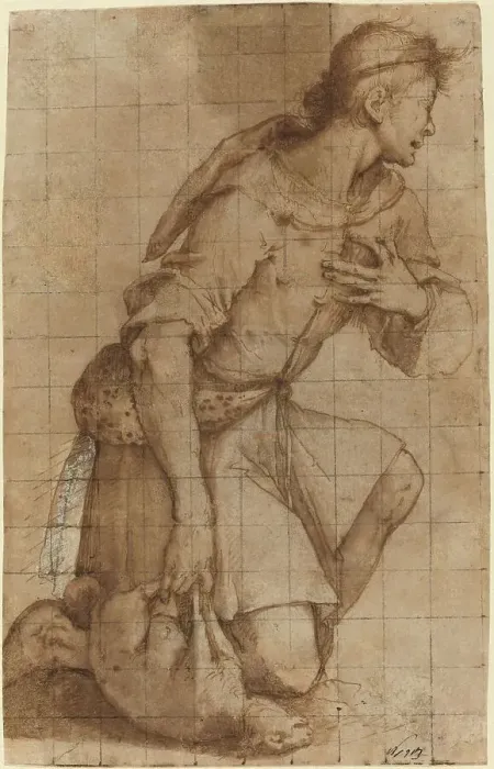 Framed Print : Kneeling Shepherd. Creator: Jacopo Ligozzi Framed Print : Kneeling Shepherd. Creator: Jacopo Ligozzi