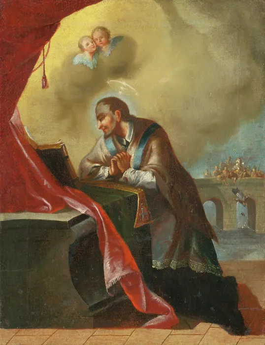 Framed Print : Kneeling St. John of Nepomuk, 18th century. Creator: Unknown Framed Print : Kneeling St. John of Nepomuk, 18th century. Creator: Unknown