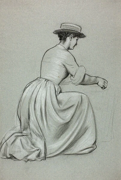 Kneeling Woman with Straw Hat, n. d. Creator: Henry Stacy Marks
