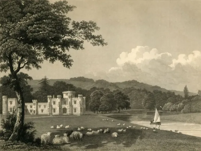 Framed Print : Knepp Castle, 1835. Creator: Charles J Smith Framed Print : Knepp Castle, 1835. Creator: Charles J Smith