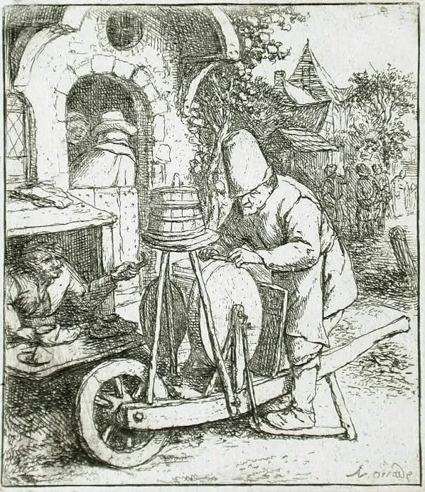 Framed Print : The Knife Grinder, c1682. Creator: Adriaen van Ostade Framed Print : The Knife Grinder, c1682. Creator: Adriaen van Ostade