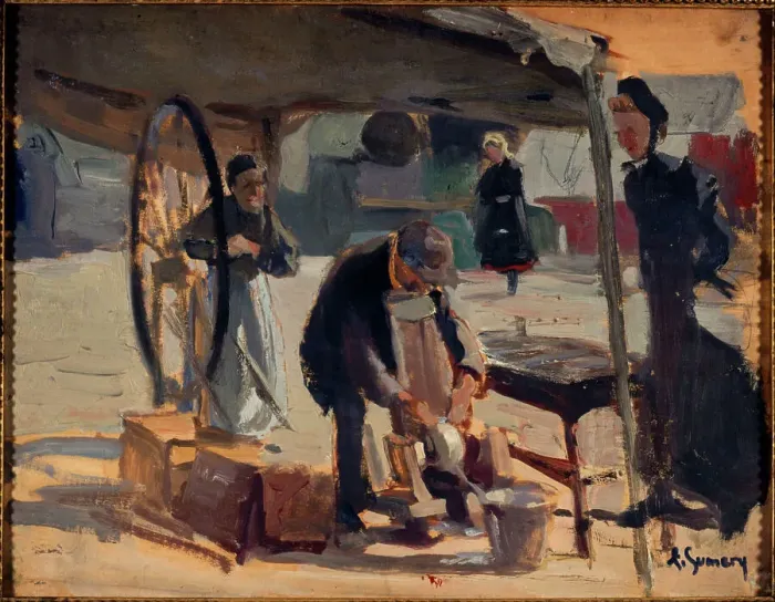 Framed Print : Knife grinder in Passy, 1890. Creator: Adolphe-Ernest Gumery Framed Print : Knife grinder in Passy, 1890. Creator: Adolphe-Ernest Gumery