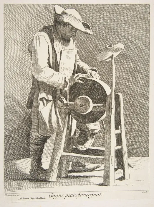 Framed Print : Knife Sharpener, 1742. Creator: Caylus, Anne-Claude-Philippe de Framed Print : Knife Sharpener, 1742. Creator: Caylus, Anne-Claude-Philippe de