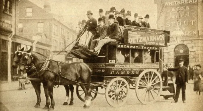 Framed Print : The Knifeboard Bus, 1900, (1933). Creator: A Moull Framed Print : The Knifeboard Bus, 1900, (1933). Creator: A Moull