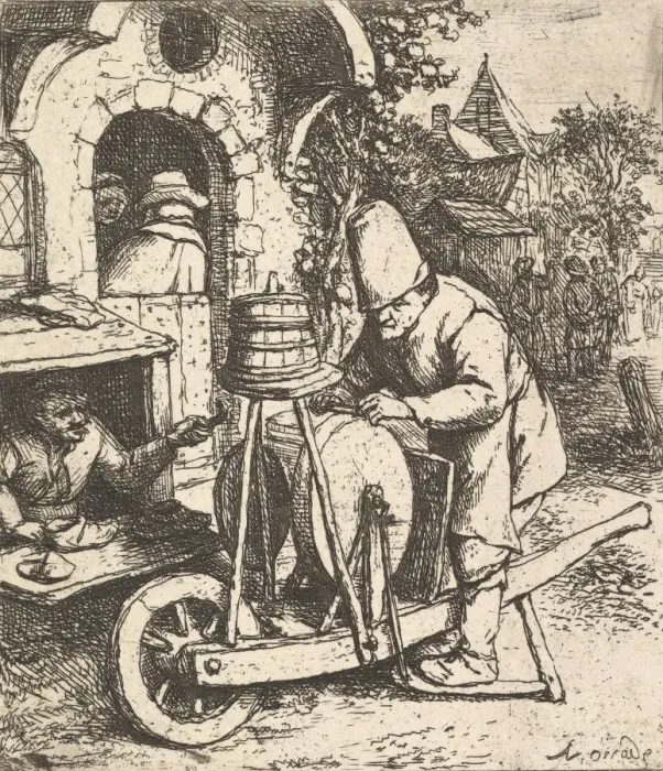 Framed Print : The Knifegrinder, 1610-85. Creator: Adriaen van Ostade Framed Print : The Knifegrinder, 1610-85. Creator: Adriaen van Ostade