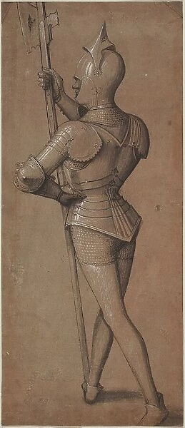 Knight in Armor, Holding a Halberd, c. 1500. Creator: Unknown