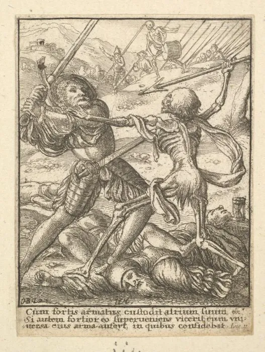 Framed Print : The Knight, from the Dance of Death, 1651. Creator: Wenceslaus Hollar