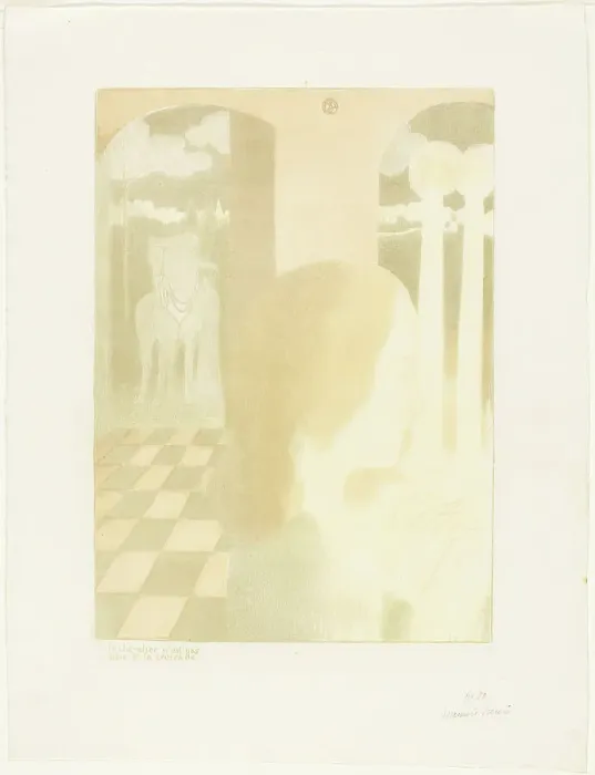 Framed Print : The Knight Did Not Die at the Crusade, plate five from Love, 1898, published 1899. Creator: Maurice Denis Framed Print : The Knight Did Not Die at the Crusade, plate five from Love, 1898, published 1899. Creator: Maurice Denis