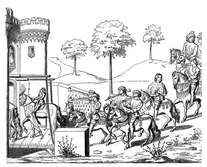 Framed Print : A knight entering the lists, c1460-1465, (1870) Framed Print : A knight entering the lists, c1460-1465, (1870)