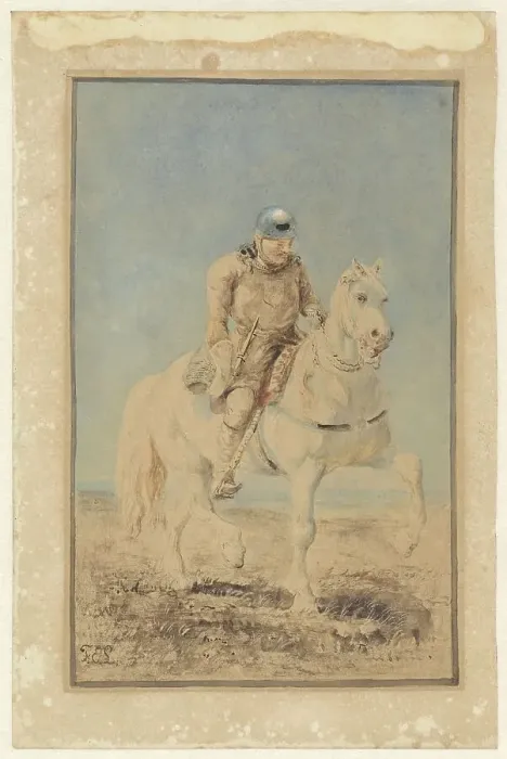 Framed Print : Knight on a horse, 1843-1909. Creator: Ferdinand Ernst Lintz Framed Print : Knight on a horse, 1843-1909. Creator: Ferdinand Ernst Lintz