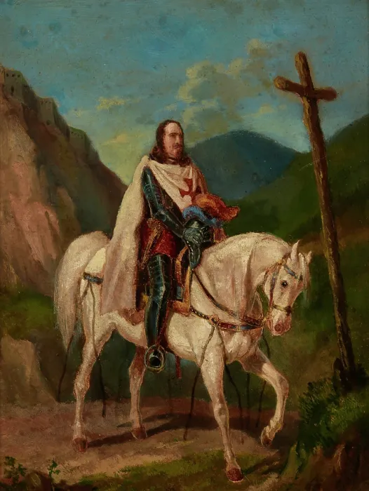Framed Print : Knight on Horseback, before 1856. Creator: Artur Grottger Framed Print : Knight on Horseback, before 1856. Creator: Artur Grottger
