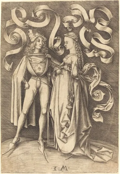 Framed Print : The Knight and the Lady, c. 1495 / 1503. Creator: Israhel van Meckenem Framed Print : The Knight and the Lady, c. 1495 / 1503. Creator: Israhel van Meckenem
