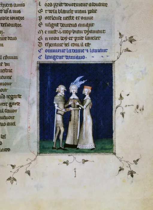 Framed Print : A knight and a lady exchanging rings, c1350 Framed Print : A knight and a lady exchanging rings, c1350