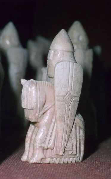 A Knight - The Lewis Chessmen, (Norwegian?), c1150-c1200