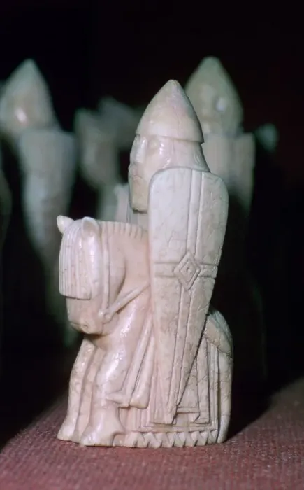 Framed Print : A Knight - The Lewis Chessmen, (Norwegian?), c1150-c1200 Framed Print : A Knight - The Lewis Chessmen, (Norwegian?), c1150-c1200