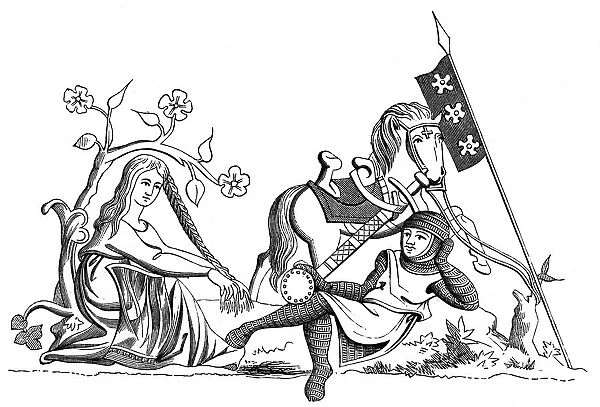 A knight and a maiden, 13th century (1849)
